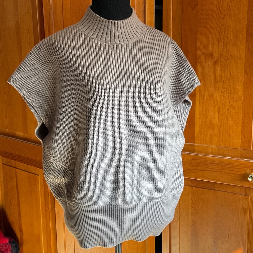 LOFT Taupe Ribbed Turtleneck Sweater